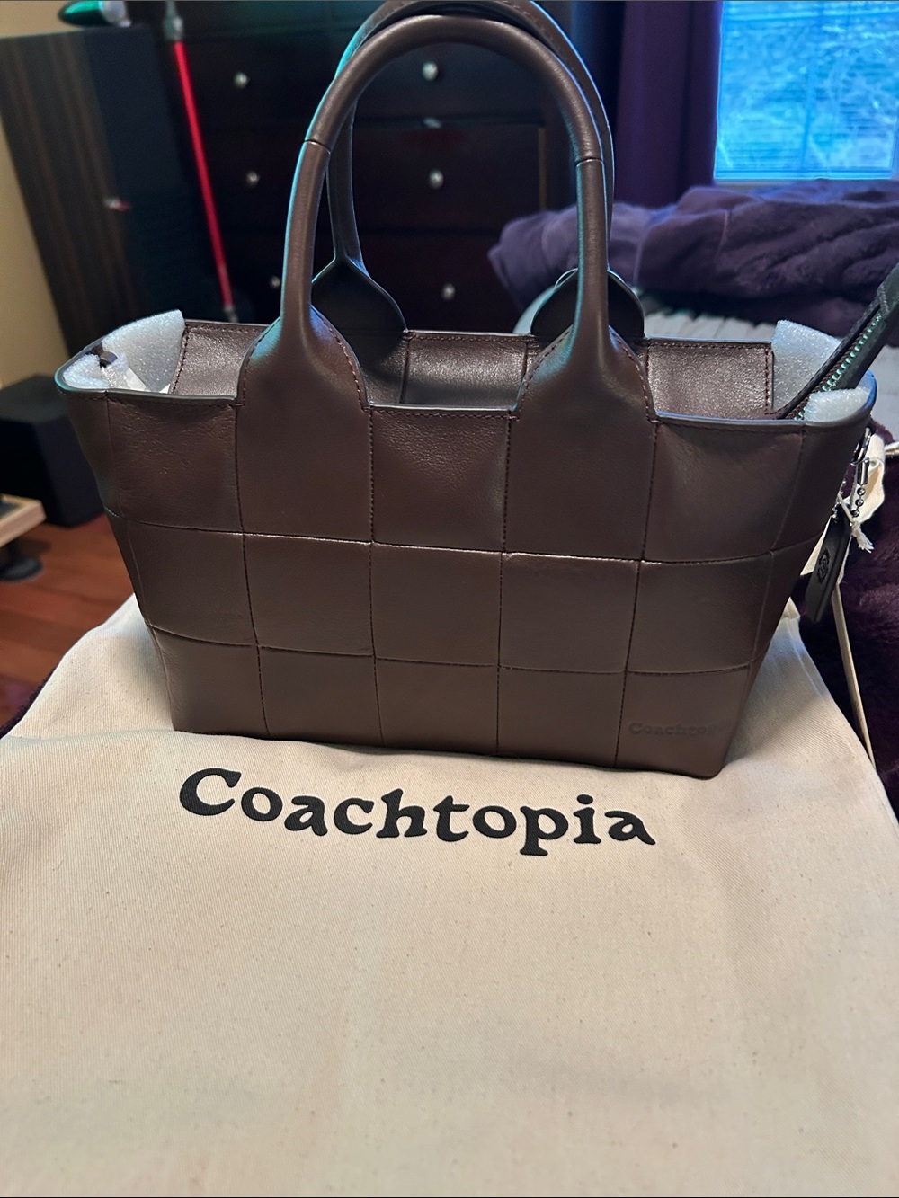 Coach Brown Woven Leather Tote